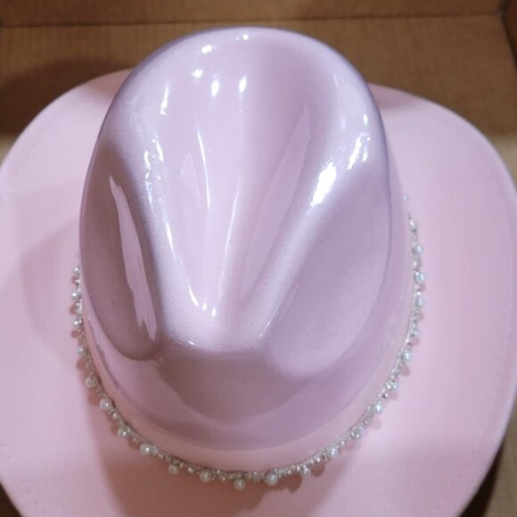 New Pearl Updown Cowboy Hat Rhinestone Wide Brim Pink Women main image 4